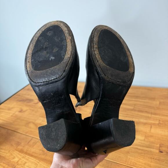 Measponte Black Leather Side Cut Out Heeled Ankle Boots Size 38.5 - Picture 3 of 8